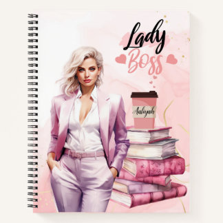Carnet Lady Boss femme d'affaires rose