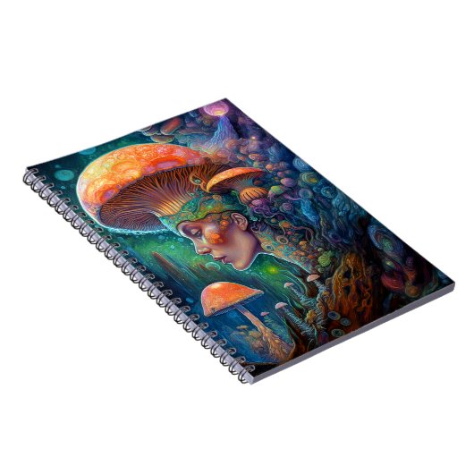 Carnet Lady Et Champignons Surreal Imaginaire Art (Côté Droit)