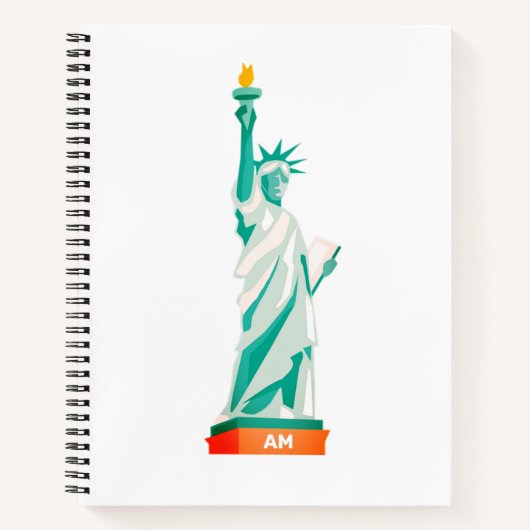 Carnet Lady Liberty et Monogram sur White & Light Turquoi (Devant)