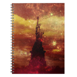 Carnet Lady Liberty étoiles rouges et jaunes