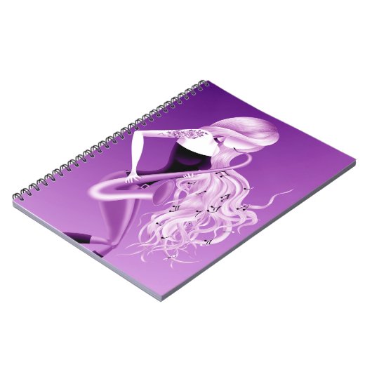 Carnet Lady Saxophoniste musicienne violette (Côté gauche)