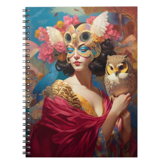 Carnet Lady With Owl Imaginaire Art (Devant)