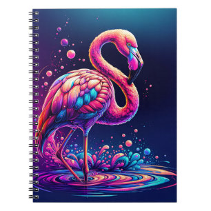 Carnet Lagune néon flamant rose – Art tropical vibrant