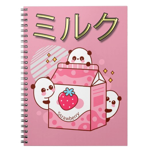 Carnet Lait de fraise Kawaii japonais Shake Carton (Devant)