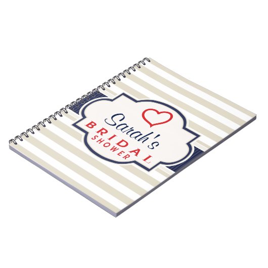 Carnet Lait, Marine, Eggshell Stripes Fête des mariées (Côté gauche)