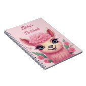Carnet Lama bébé rose souriant (Côté Droit)