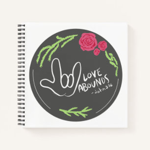 Carnet L'amour abonde d'un ordinateur portable ASL floral