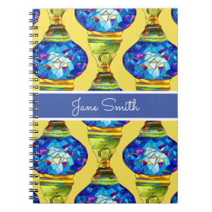 Carnet Lampes turques mosaïque bleue aquarelle art