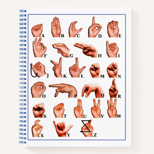 Carnet Langue des signes américaine Alphabet Sourd, Appre (Devant)