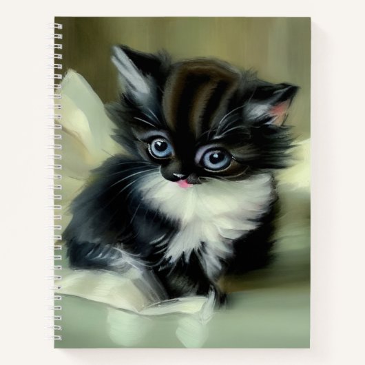 Carnet Langue vintage de Kitten noir et blanc (Devant)