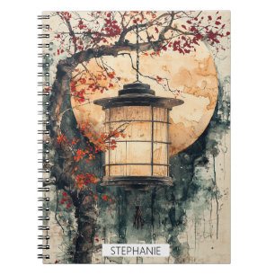 Carnet Lanterne éclairée par la lune Sumi-E Aquarelle (2)