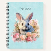 Carnet Lapin avec une guirlande de roses Mignon (Devant)
