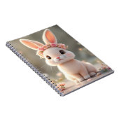 Carnet Lapin bébé mignon avec une couronne de fleurs (Côté Droit)