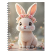 Carnet Lapin bébé mignon avec une couronne de fleurs (Devant)