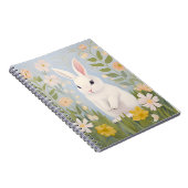 Carnet Lapin blanc aux fleurs de printemps (Côté Droit)