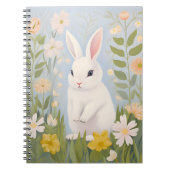 Carnet Lapin blanc aux fleurs de printemps (Devant)