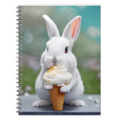 Carnet Lapin Blanc Mangeant Un Cône De Crème De Glace (Devant)