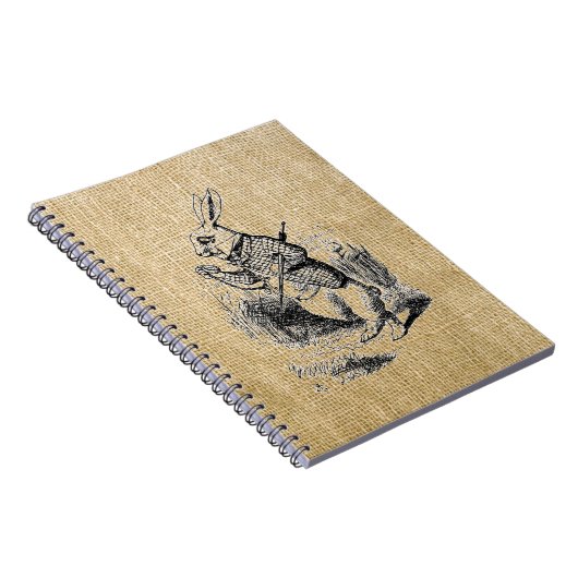 Carnet Lapin blanc sur Burlap (Côté Droit)