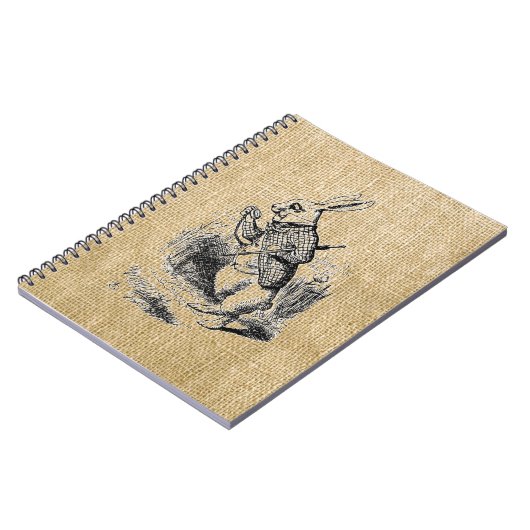 Carnet Lapin blanc sur Burlap (Côté gauche)