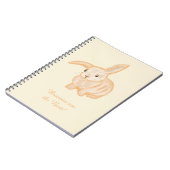 Carnet Lapin brun mignon - transparent sur fond beige. (Côté gauche)