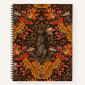 Carnet Lapin d'automne sur fond brun (Devant)