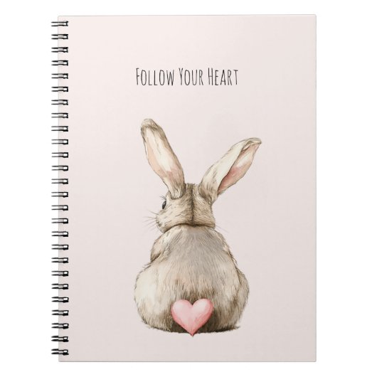 Carnet Lapin de coeur de lapin rose (Devant)