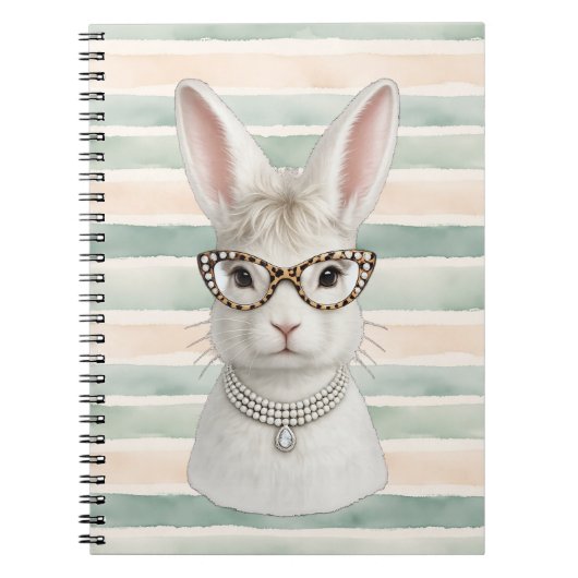 Carnet Lapin de mode amusant avec lunettes léopard (Devant)