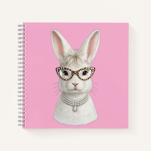 Carnet Lapin de mode drôle avec des lunettes léopard (Devant)