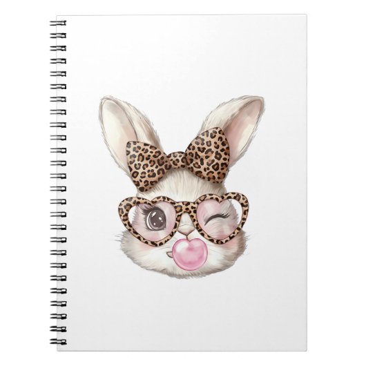 Carnet Lapin de Pâques Lunettes Mignonnes Léopard Lapin d (Devant)