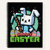 Carnet Lapin de Pâques Pixel Game heureux  (Devant)