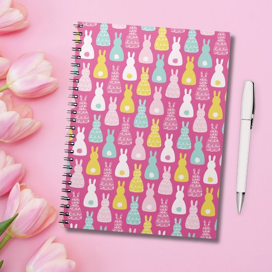 Carnet Lapin de Pâques rose motif