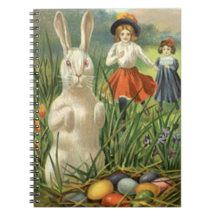 Carnet Lapin de Pâques vintage et enfants Joyeuse Pâques
