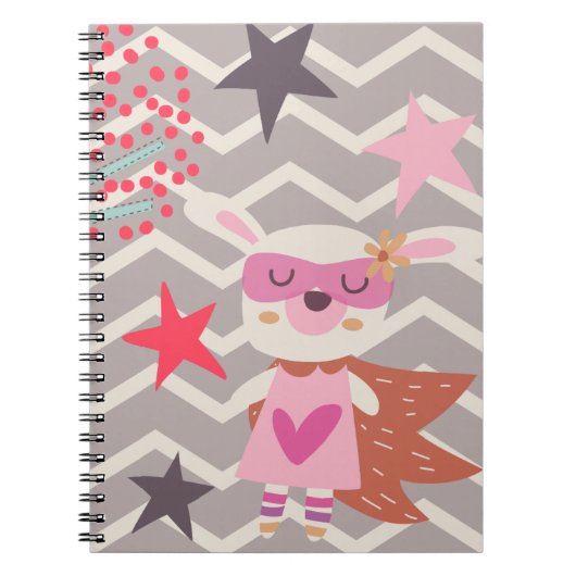 Carnet Lapin de super héros de fille (Devant)