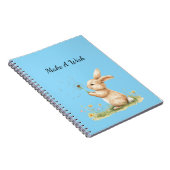 Carnet Lapin de vœu bleu Pissenlit Fleur (Côté Droit)