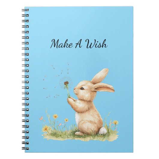 Carnet Lapin de vœu bleu Pissenlit Fleur (Devant)