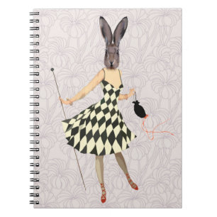 Carnet Lapin en robe blanche noire 2