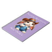 Carnet Lapin en tenue Cowboy avec Casquette et coutures (Côté gauche)