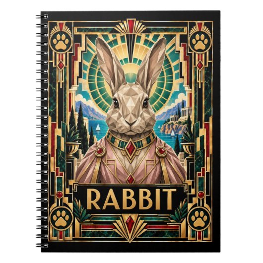 Carnet Lapin, faune Art Déco (Devant)
