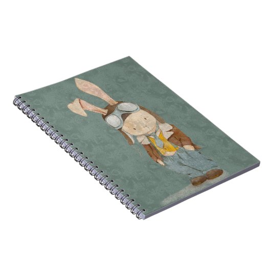 Carnet lapin mignon dans un casque pilote (Côté Droit)