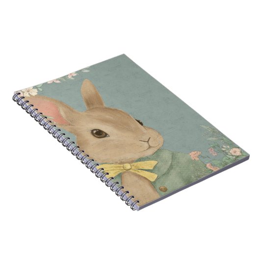 Carnet lapin mignon en robe avec fleurs (Côté Droit)