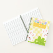 Carnet Lapin mignon kawaii Fleurs printanières pastel (Intérieur)