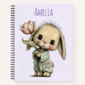 Carnet Lapin mignon tenant une tulipe (Devant)