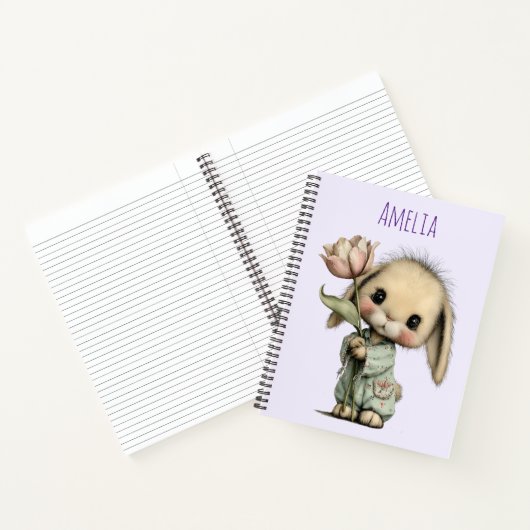 Carnet Lapin mignon tenant une tulipe (Intérieur)