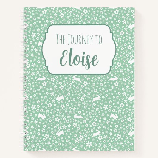 Carnet Lapin Mint Floral Parcours de Fertilité FIV Premiu (Devant)