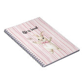 Carnet Lapin Papillon Blush Rayures Roses (Côté Droit)
