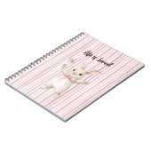 Carnet Lapin Papillon Blush Rayures Roses (Côté gauche)