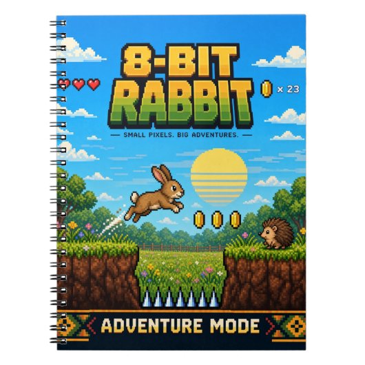 Carnet Lapin, Pixel Art Rétro 8 Bits (Devant)