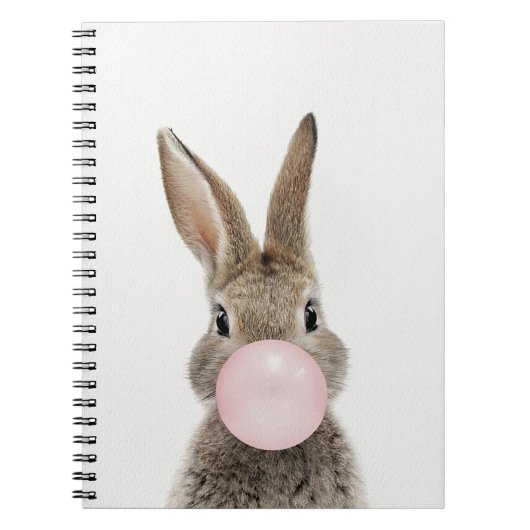 Carnet Lapin soufflant un bubble gum rose (Devant)