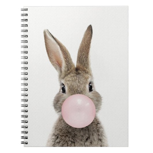 Carnet Lapin soufflant un bubble gum rose   (Devant)