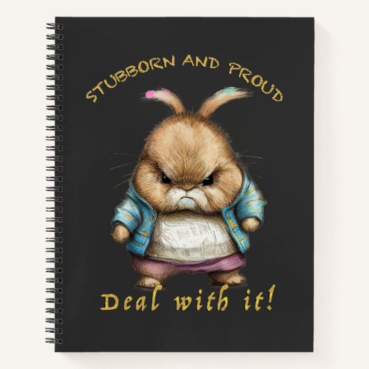 Carnet Lapin Têtu Devoir Avec Il Mignonne Adorable Drôle (Devant)